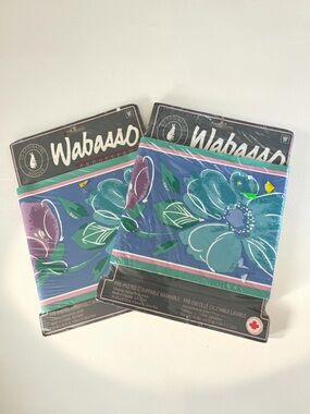 Vintage Floral Wallpaper Border Set of 2 New Old Stock Blue Green NOS